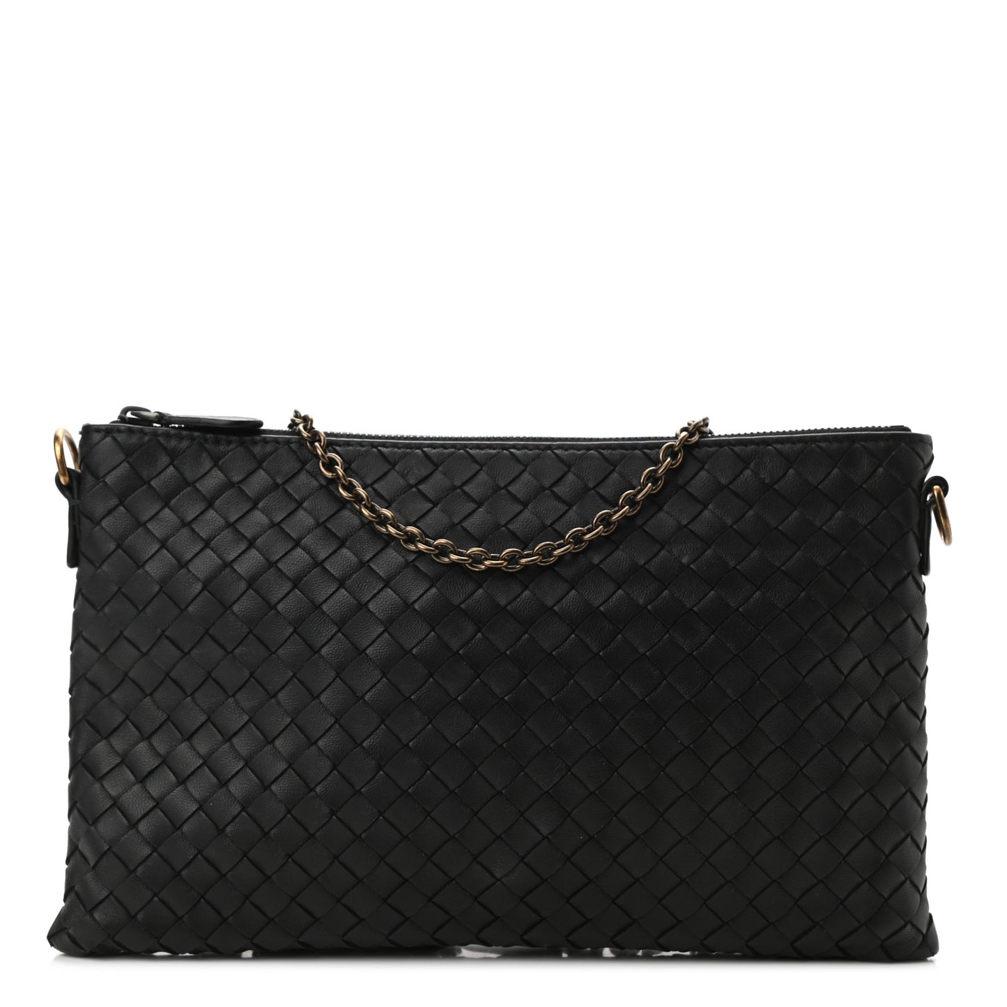 Nappa Intrecciato Biletto Chain Crossbody Antique Black
