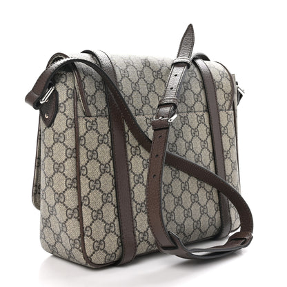 Gucci GG Supreme Monogram Textured Dollar Calfskin Retro Interlocking G Flap Messenger Bag Beige Ebony New Acero 3 of 10
