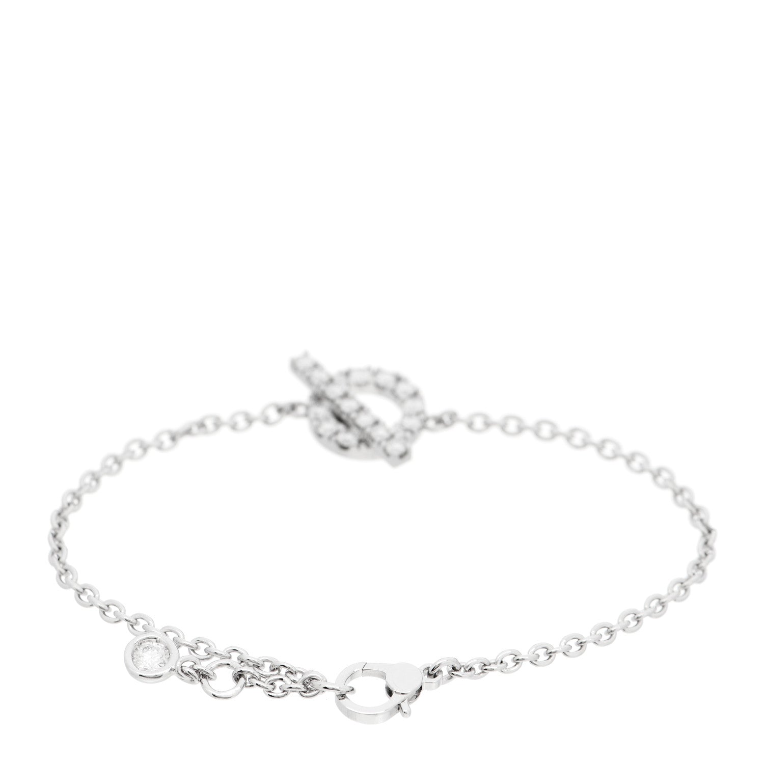 Hermes 18K White Gold Diamond Finesse Bracelet XS 2 of 4