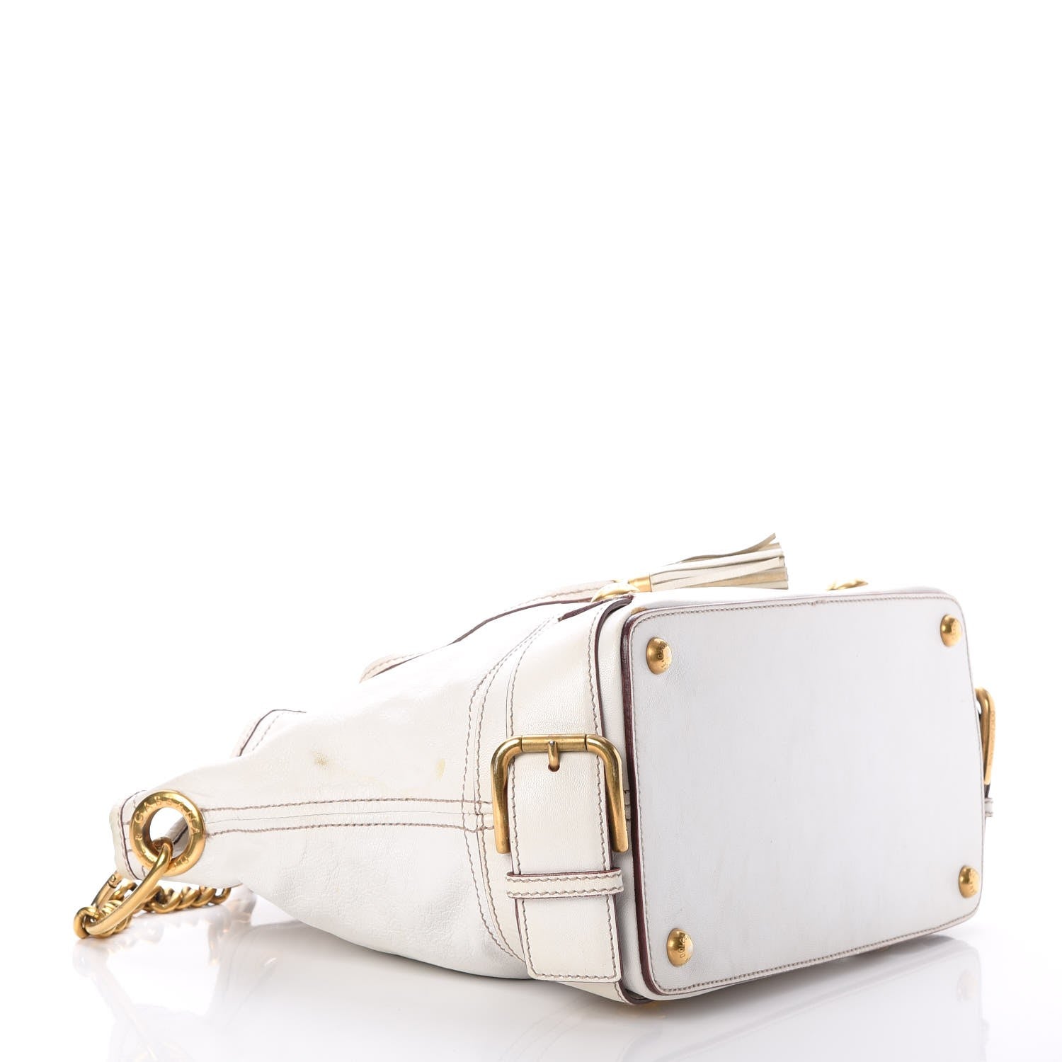 Dolce & Gabbana Calfskin Drawstring Bucket Shoulder Bag White 4 of 10