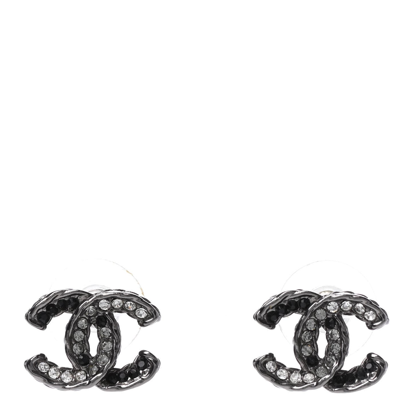 Ruthenium Crystal CC Earrings Silver Black