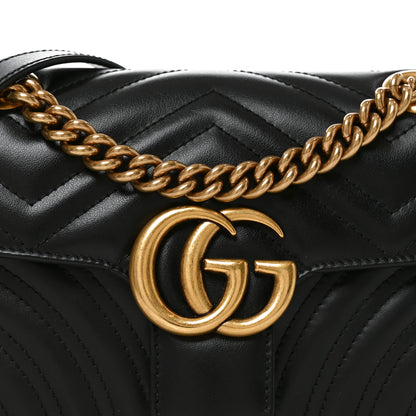 Gucci Calfskin Matelasse Mini GG Marmont Shoulder Bag Black 8 of 10