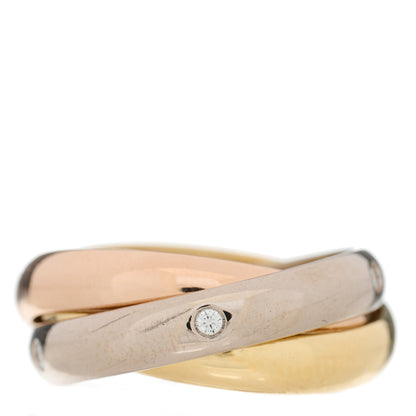 Cartier 18K Pink Yellow White Gold Diamond Trinity Ring 49 5 2 of 5