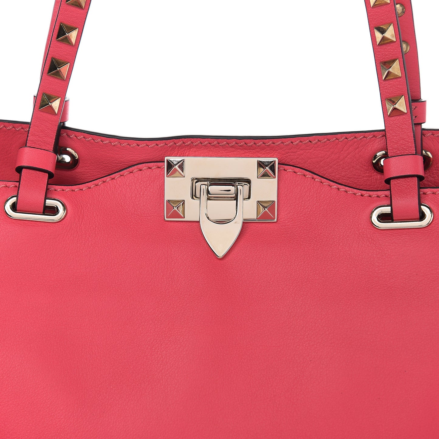 Vitello Small Rockstud Tote Raspberry