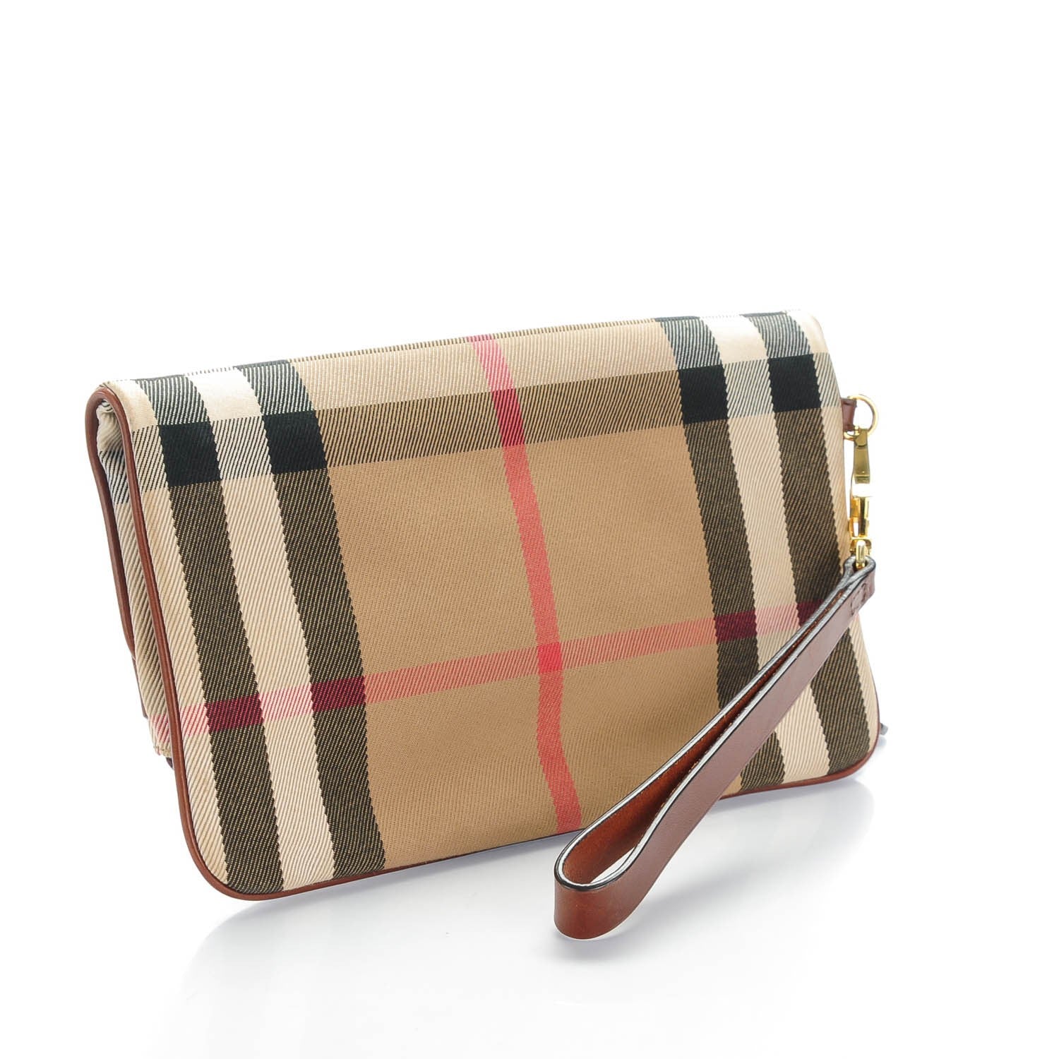 Burberry House Check Bridle Calfskin Adeline Foldover Wristlet Clutch 3 of 9