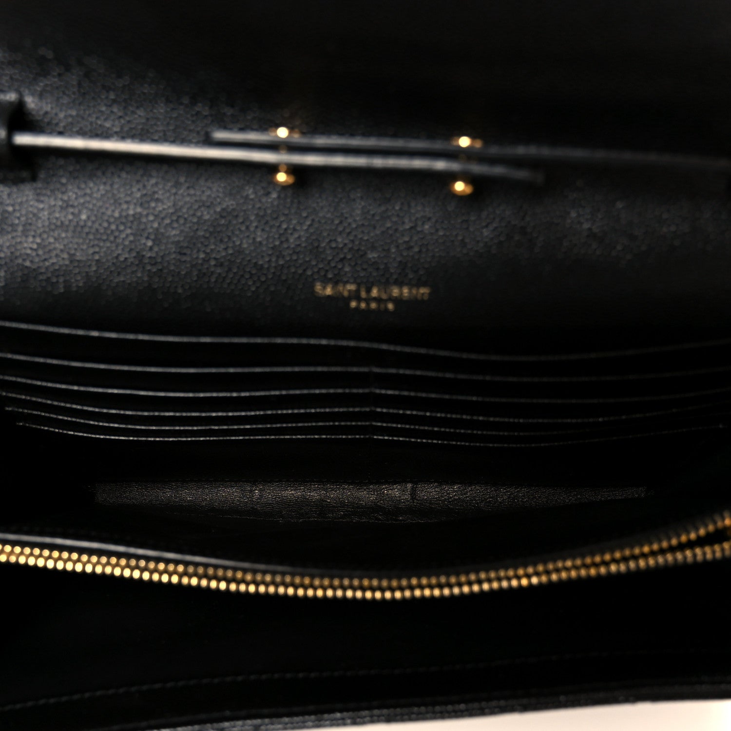 Saint Laurent Grain De Poudre Mixed Matelasse Triquilt Monogram Chain Wallet Black 5 of 10