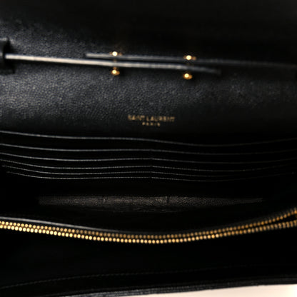 Saint Laurent Grain De Poudre Mixed Matelasse Triquilt Monogram Chain Wallet Black 5 of 10