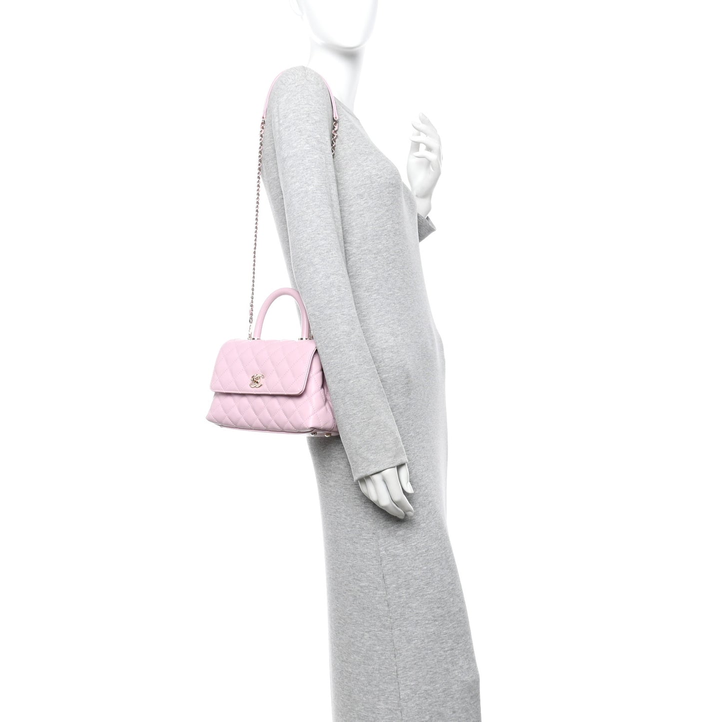 Caviar Quilted Mini Coco Handle Flap Light Pink