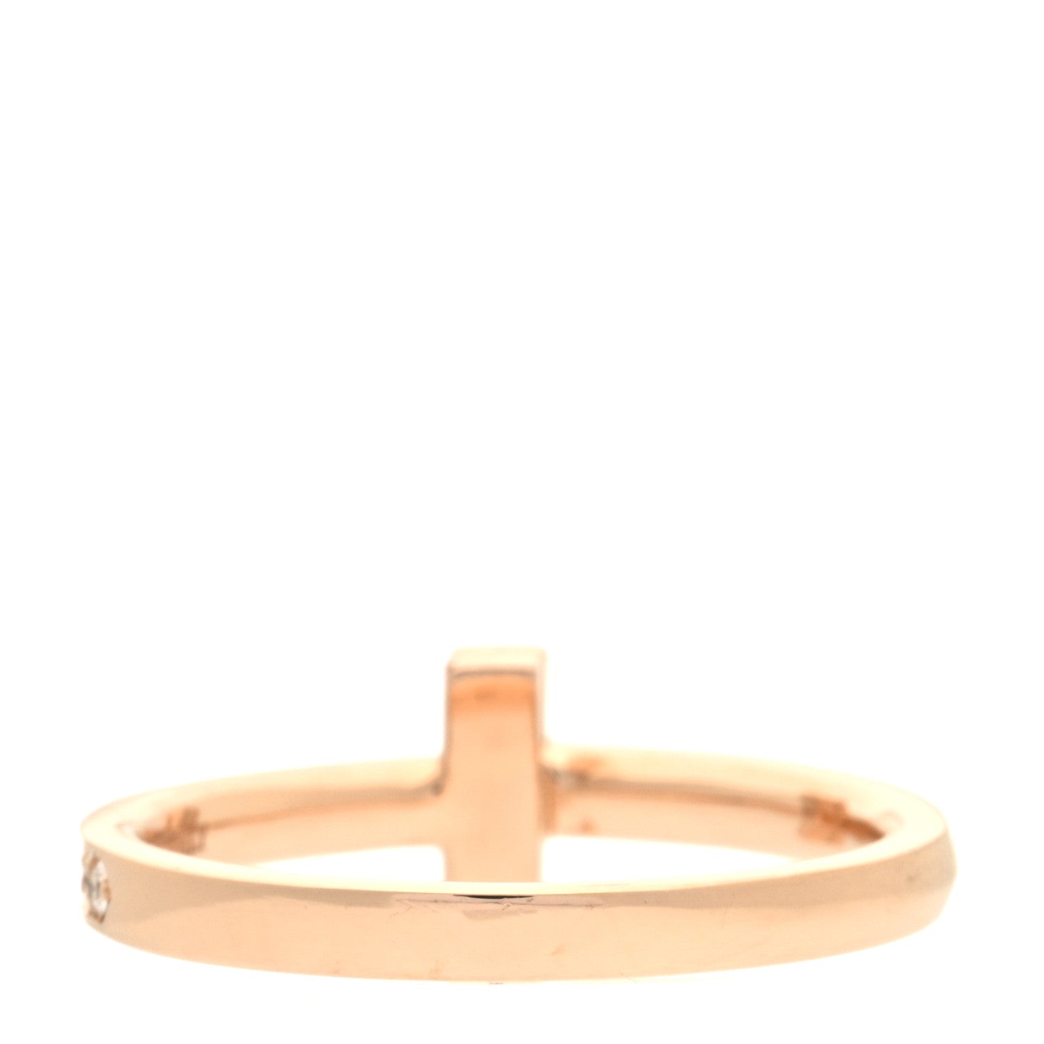 Tiffany 18K Rose Gold Diamond 2.5mm T T1 Ring 56 7.5 3 of 5