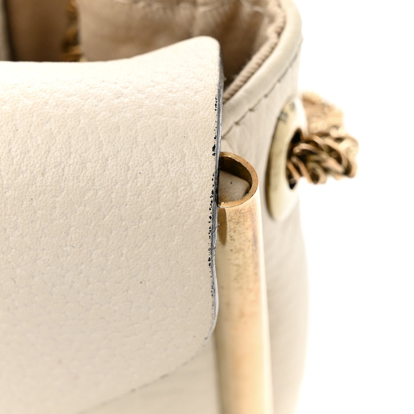 Grained Calfskin Medium Sally Flap Bag Cream