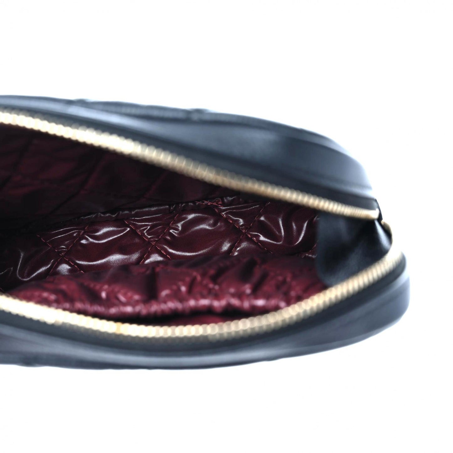 Caviar Quilted Small Curvy Pouch Cosmetic Case Black