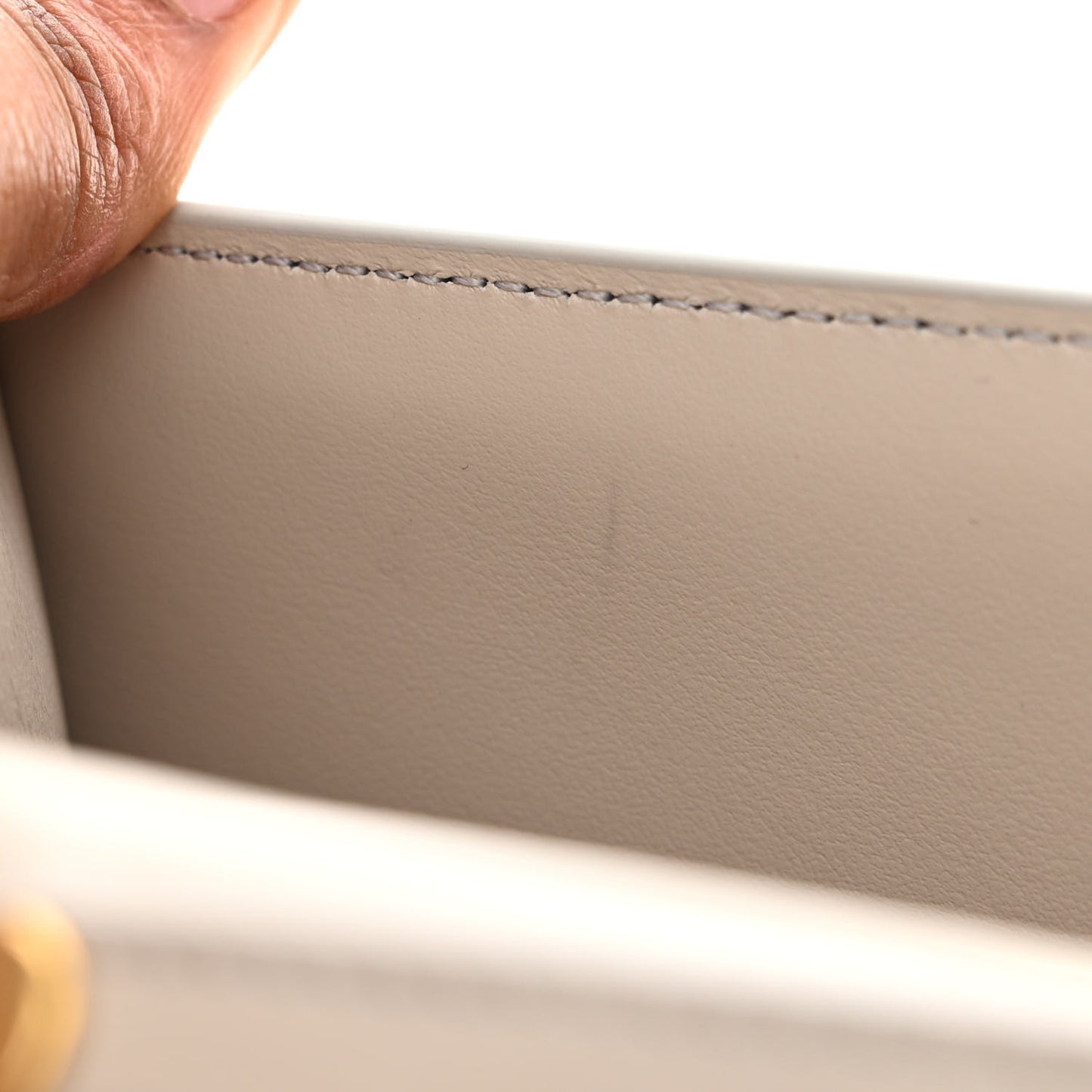 Shiny Calfskin Triomphe Margo Wallet on Chain Light Stone