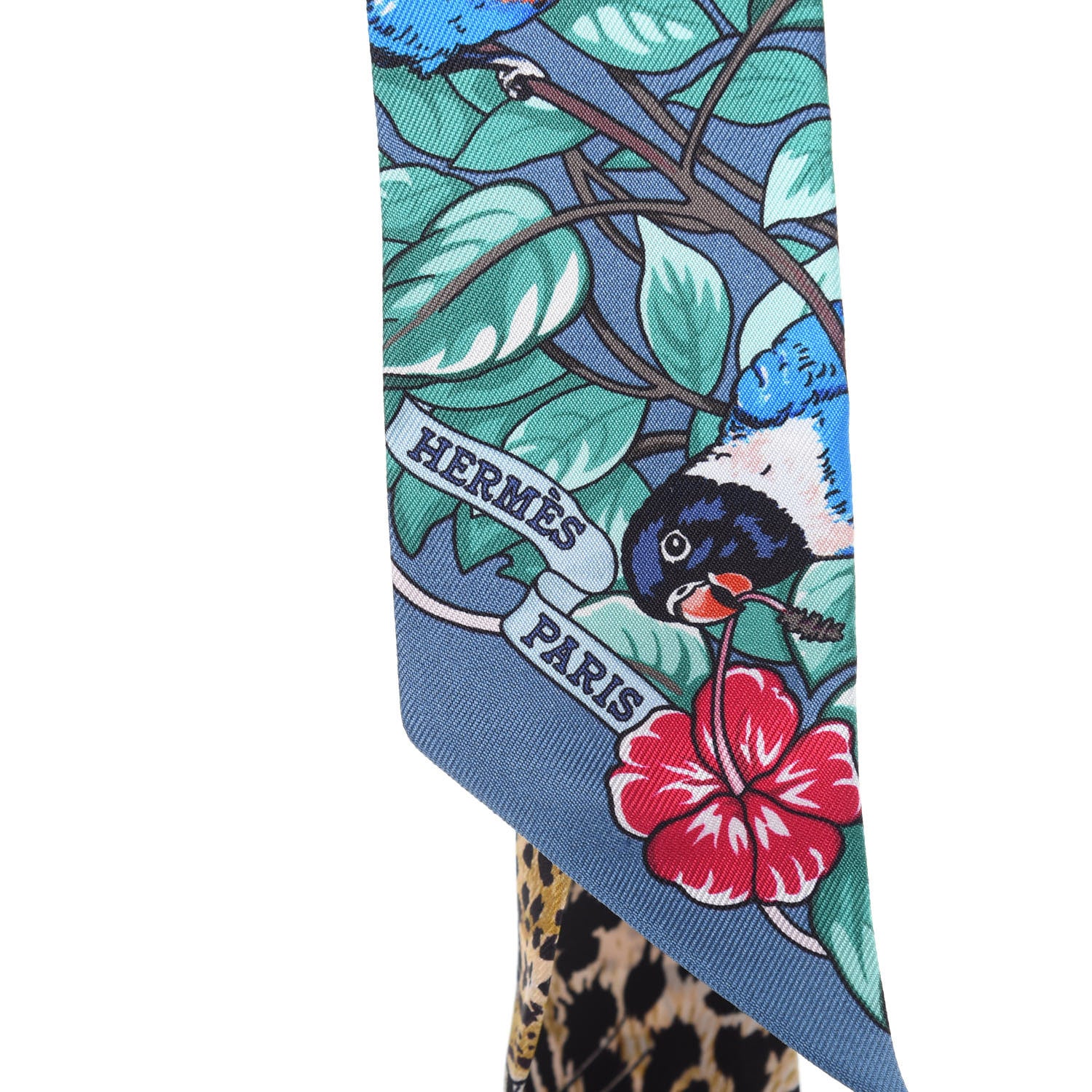 Hermes Silk Jungle Love Twilly Gris Bleuete Vert 2 of 3