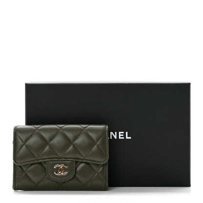 Chanel Lambskin Quilted Flap Card Holder Wallet Khaki 8 of 8