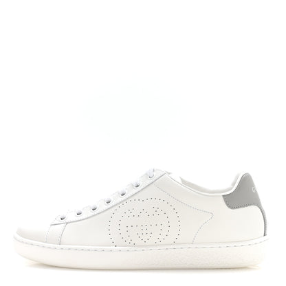 Gucci Calfskin Interlocking G Perforated Womens Ace Sneakers 36 White Grey Sky 1 of 9