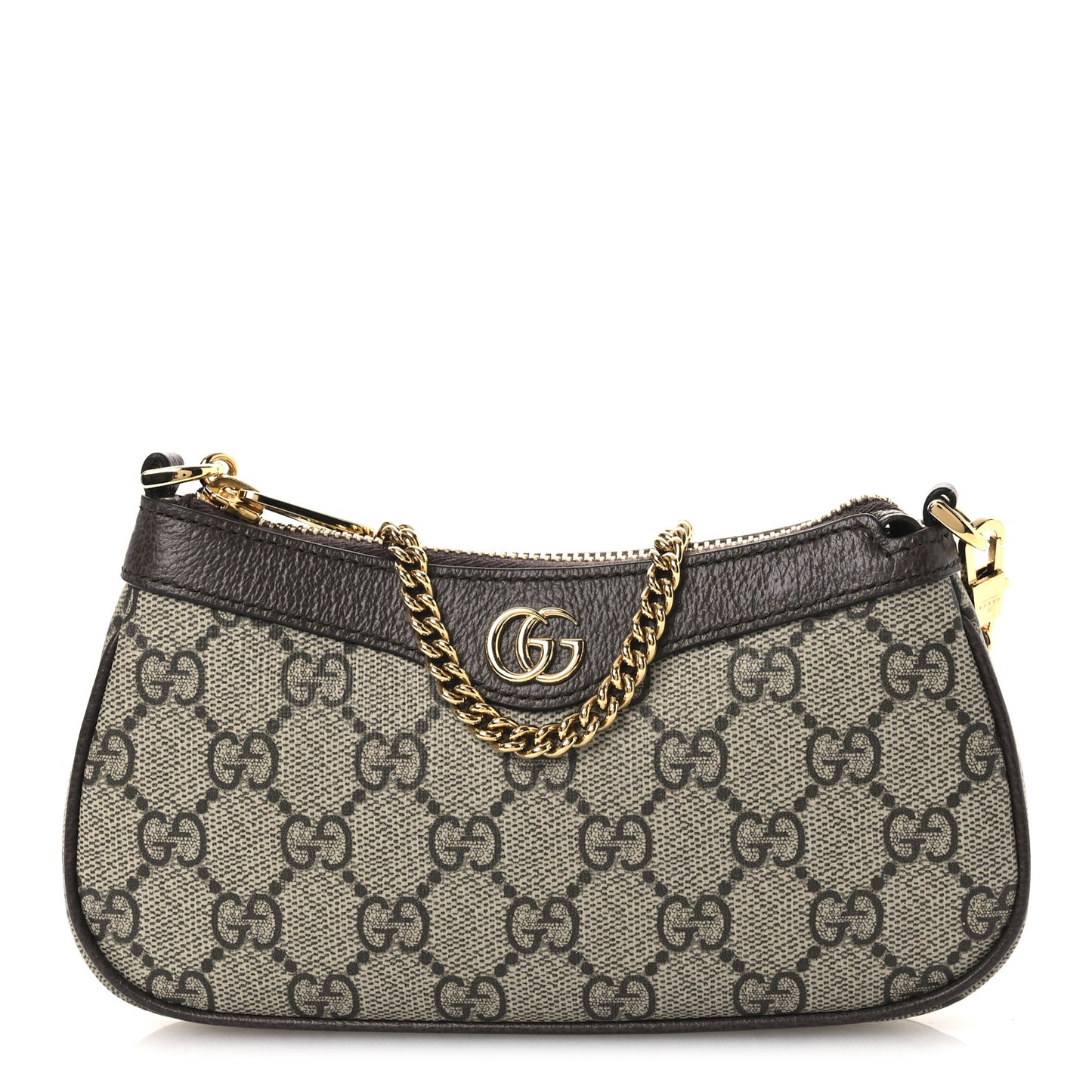 GG Supreme Monogram Textured Dollar Calfskin Mini Ophidia Chain Bag Beige Ebony