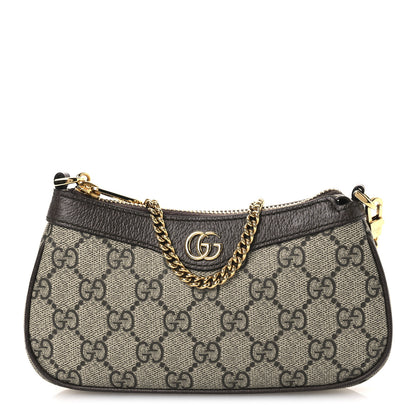 Gucci GG Supreme Monogram Textured Dollar Calfskin Mini Ophidia Chain Bag Beige Ebony 1 of 10