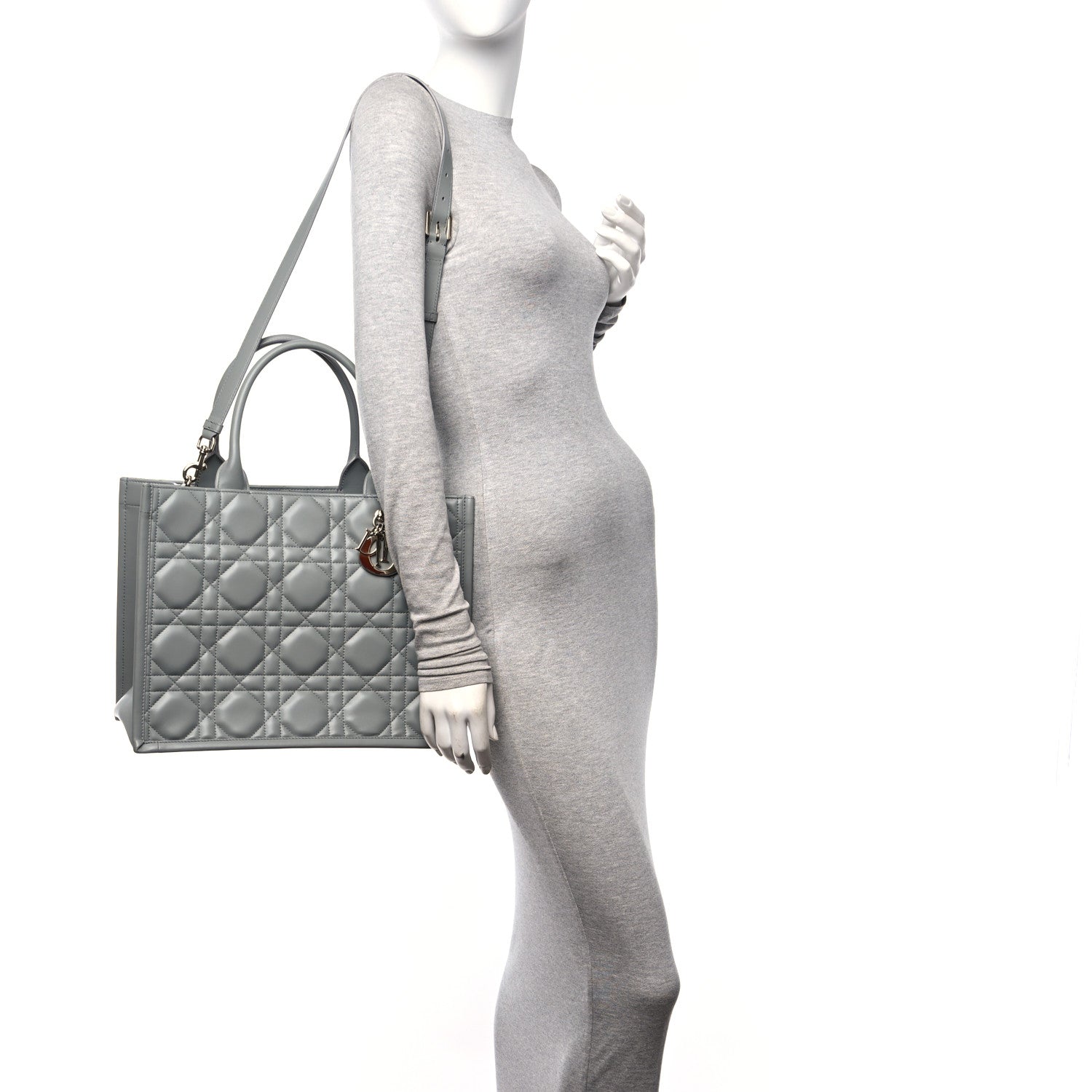 Christian Dior Calfskin Macrocannage Medium Book Tote Grey 2 of 14