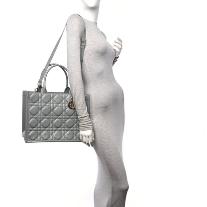 Christian Dior Calfskin Macrocannage Medium Book Tote Grey 2 of 14