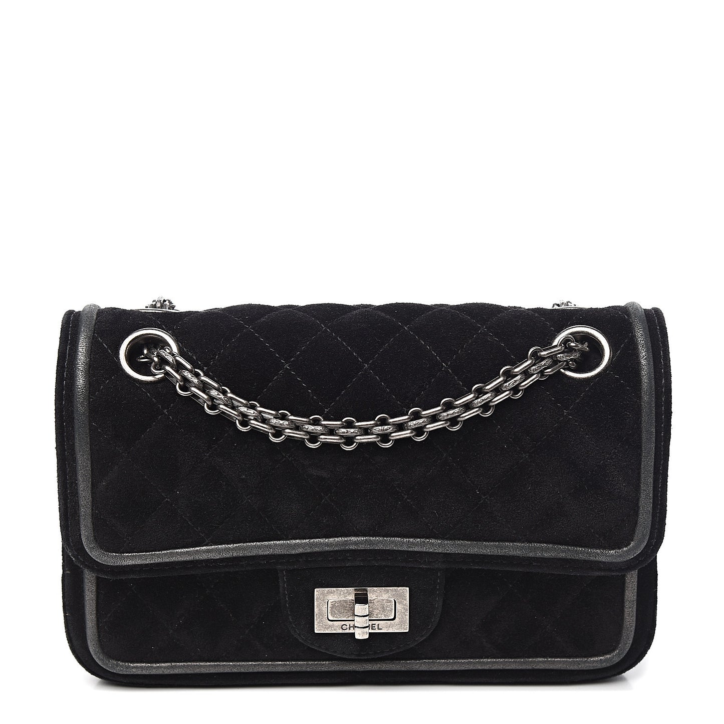 Suede Quilted 2.55 Reissue 224 Flap Black