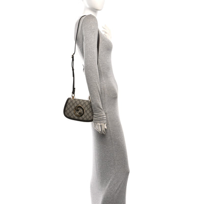 Gucci GG Supreme Monogram Textured Dollar Calfskin Mini Blondie Chain Shoulder Flap Bag Beige Ebony New Acero 2 of 10