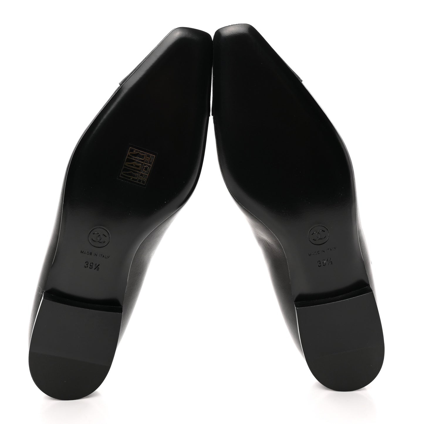 Lambskin Grosgrain Cap Toe CC Mary Jane Flats 39.5 Black