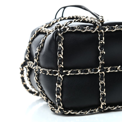 Chanel Lambskin Bucket Chain Drawstring Bag Black 8 of 10