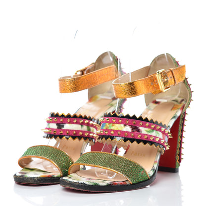 Christian Louboutin Metallic Glitter Spiked Montezumina 85 Sandals 37 Multicolor 3 of 21