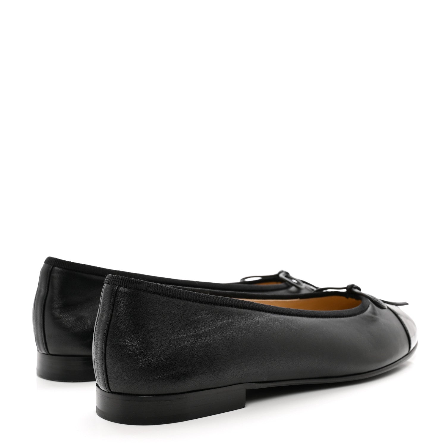 Chanel Lambskin Patent Cap Toe Ballerina Flats 38.5 Black 4 of 9