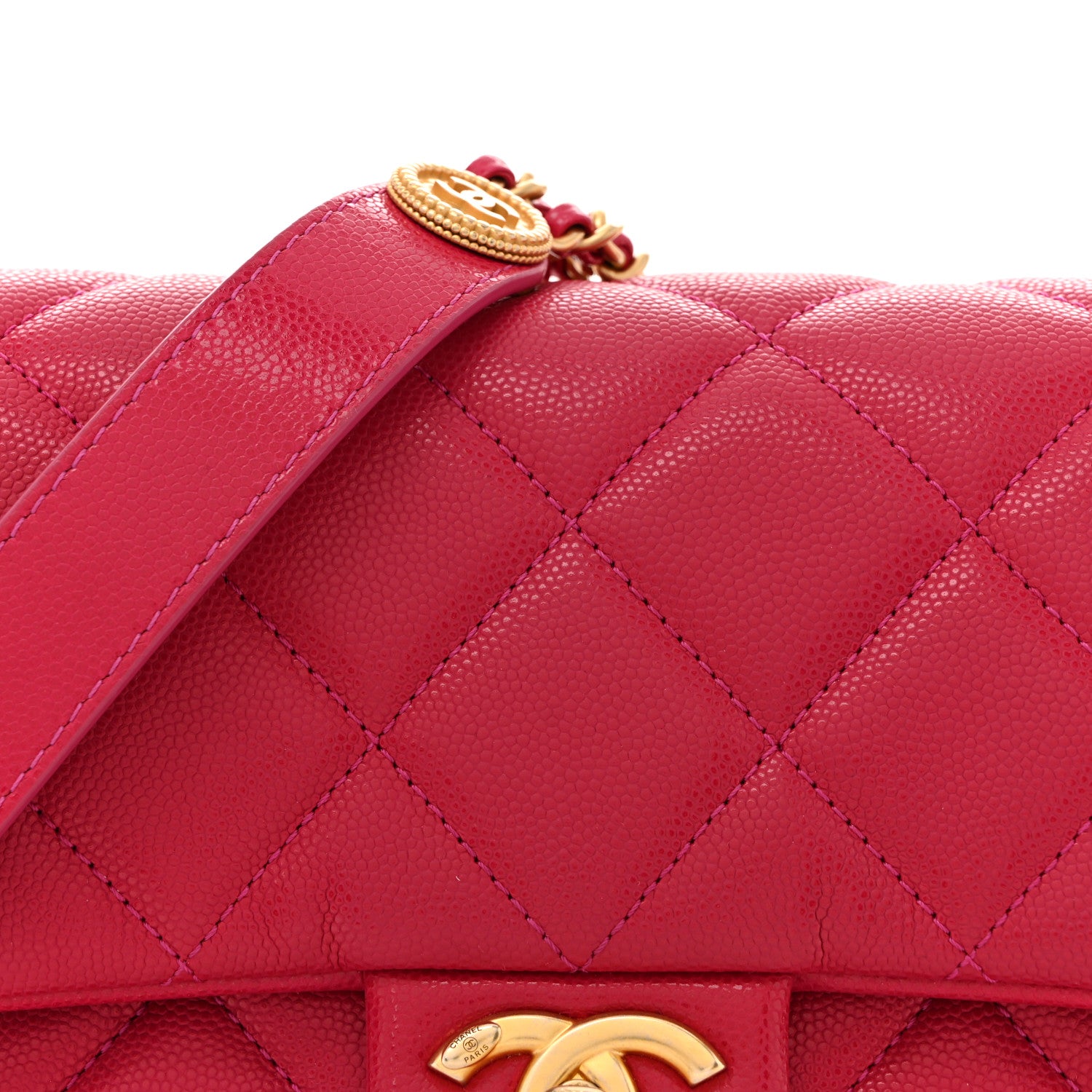 Chanel Caviar Quilted Small Twist Your Buttons Flap Fuchsia 8 of 11