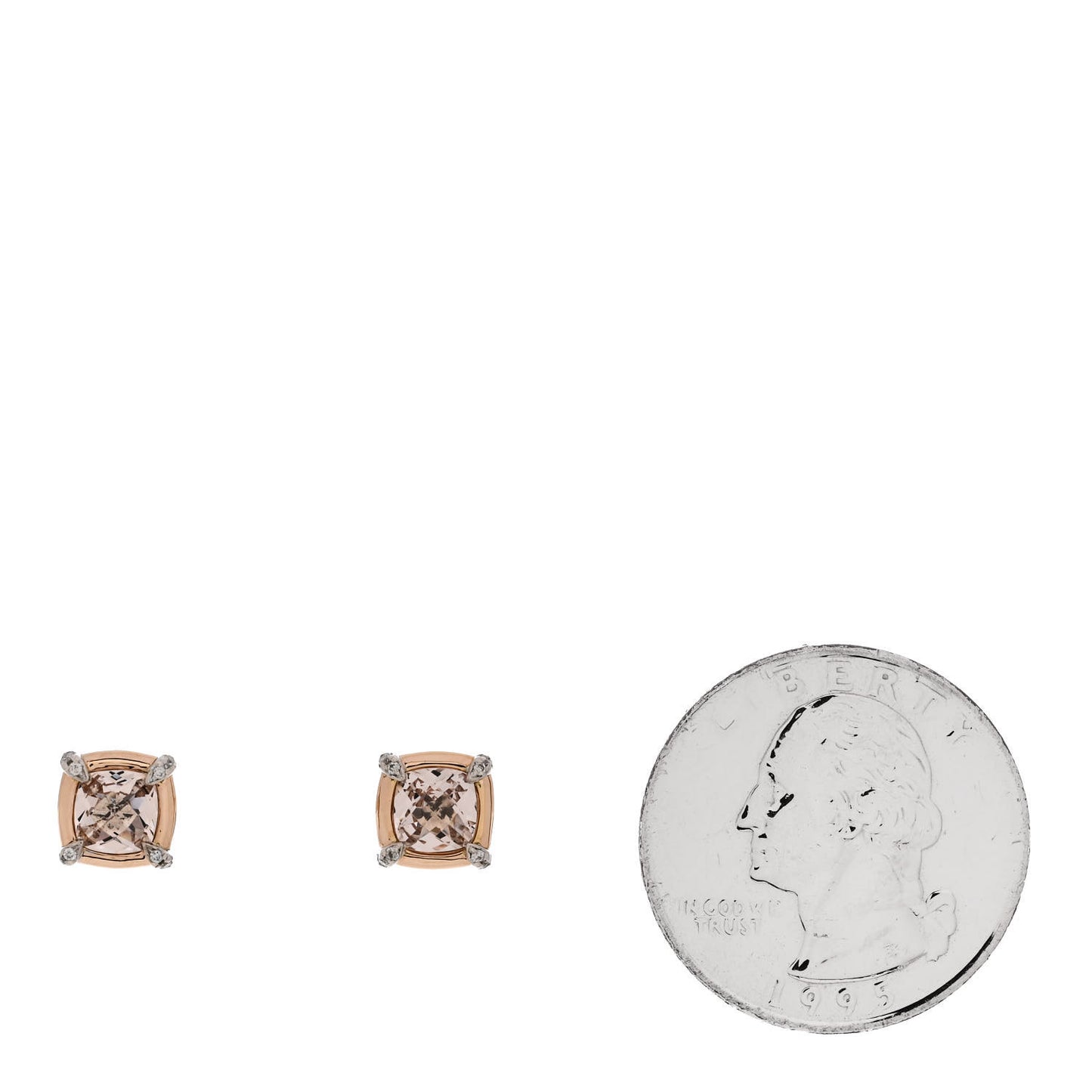 18K Rose Gold Sterling Silver Diamond Morganite 5mm Petite Chatelaine Bezel Earrings