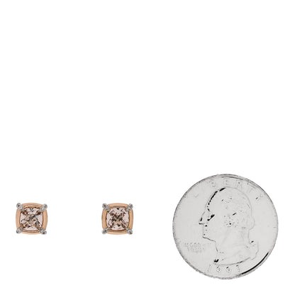 David Yurman 18K Rose Gold Sterling Silver Diamond Morganite 5mm Petite Chatelaine Bezel Earrings 2 of 4
