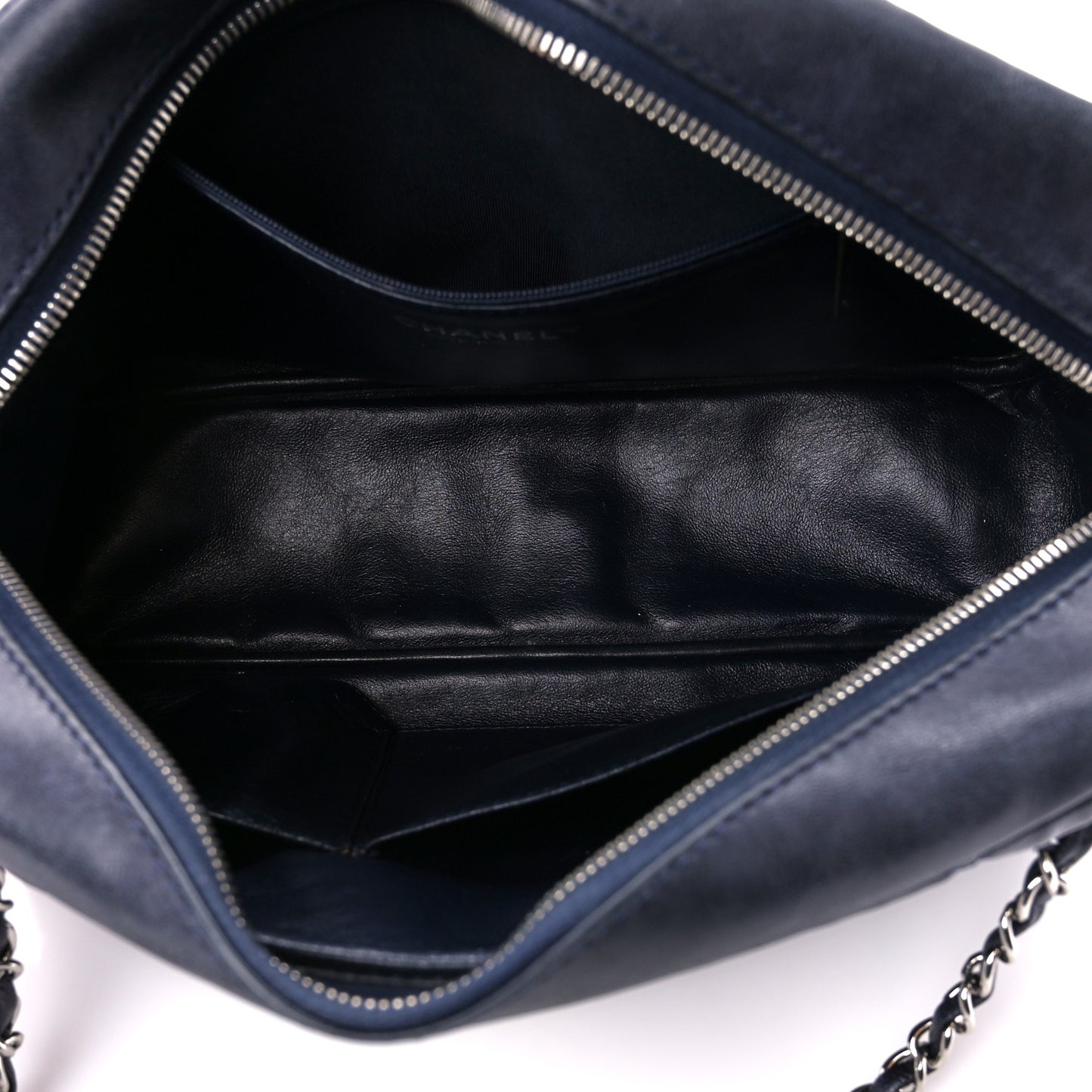 Lambskin Quilted Medium Camera Case Navy Blue