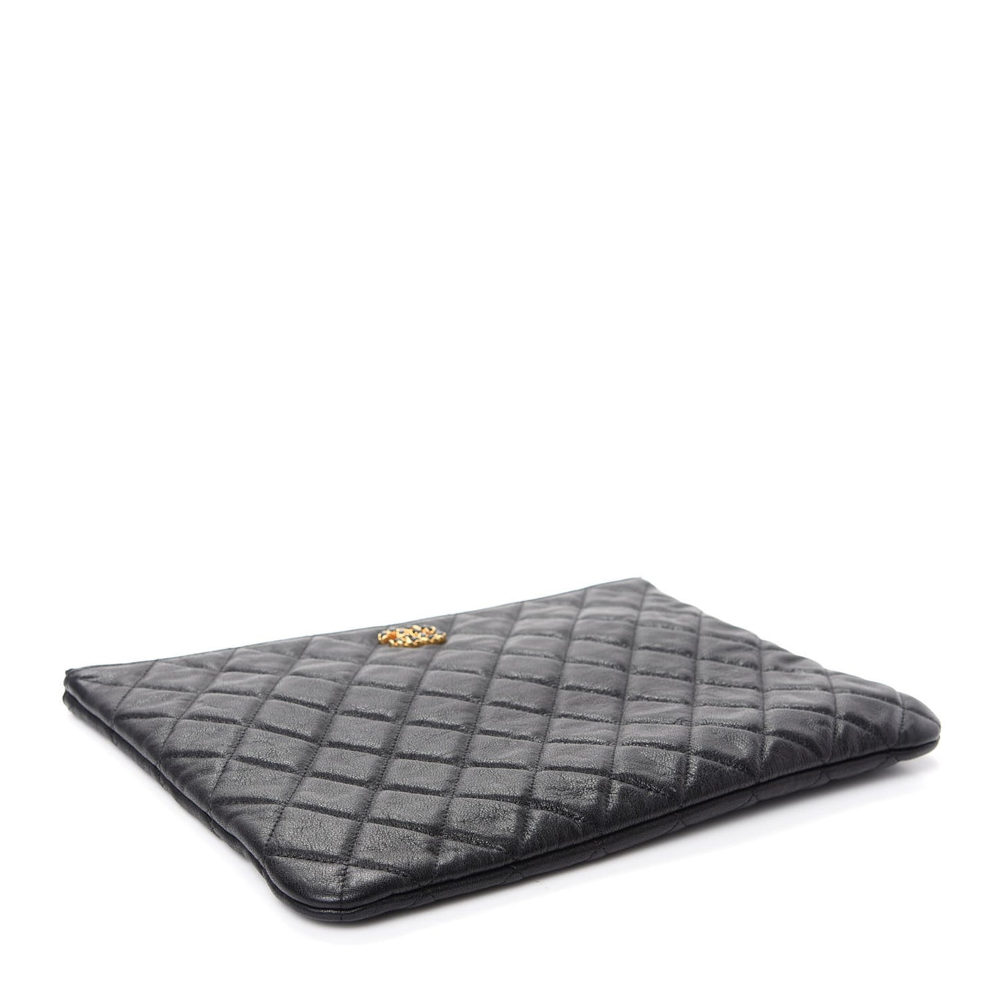 Lambskin Quilted Chanel 19 Medium Cosmetic Case Black