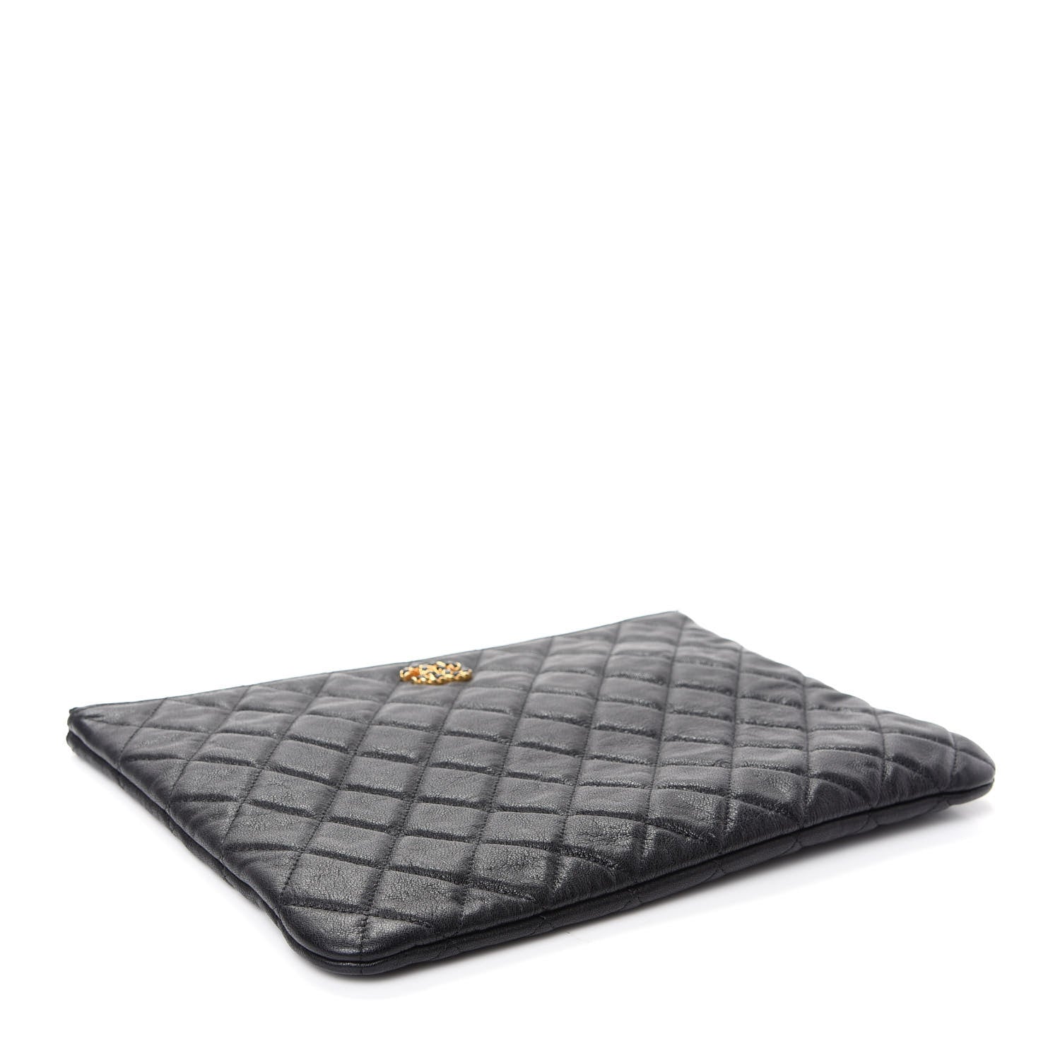 Chanel Lambskin Quilted Chanel 19 Medium Cosmetic Case Black 4 of 7