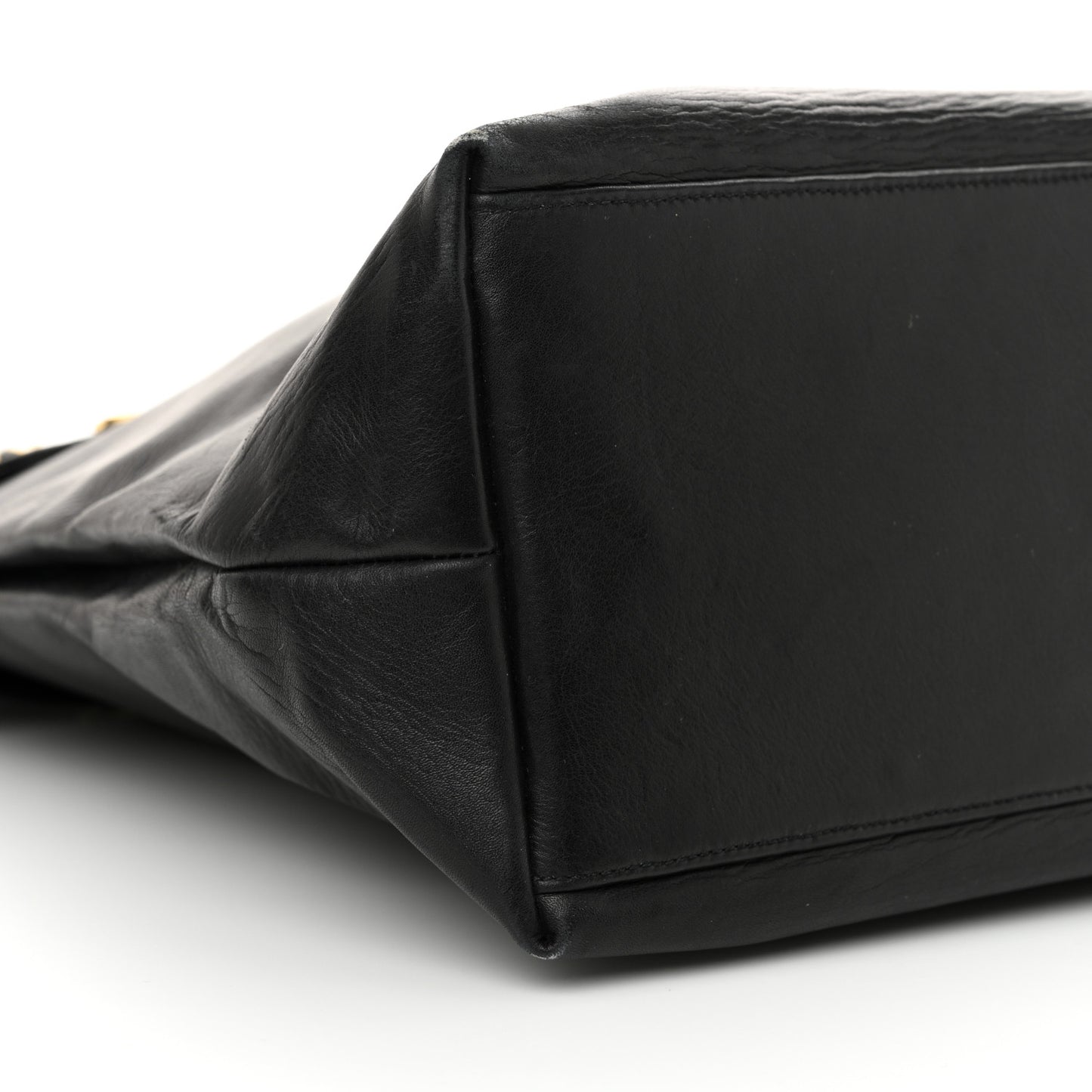 Lambskin Quilted Shopping Tote Black