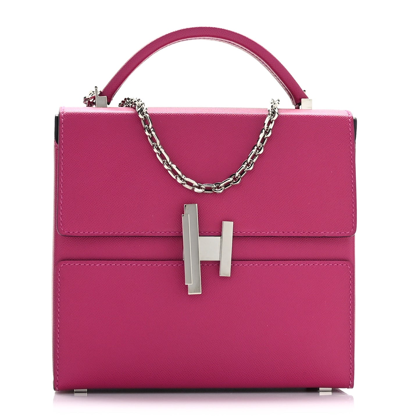 Madame Calfskin Cinhetic Boxy Top Handle Bag Rose Pourpre