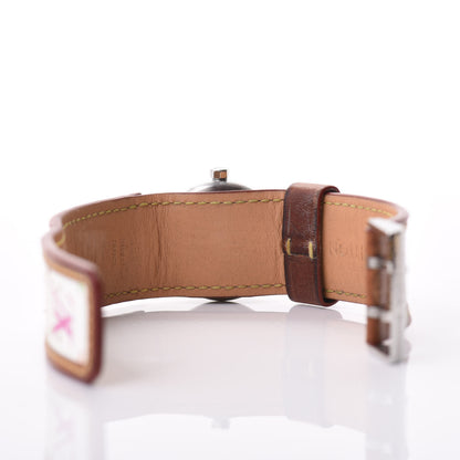 Louis Vuitton Stainless Steel Monogram Multicolor Mother of Pearl 28mm Tambour Murakami Quartz Watch 4 of 8
