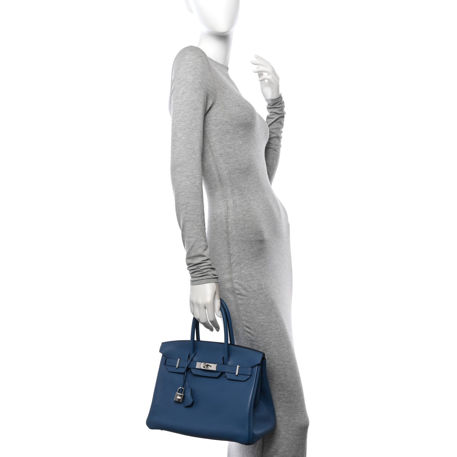 Hermes Taurillon Clemence Birkin 30 Bleu Agate 2 of 10