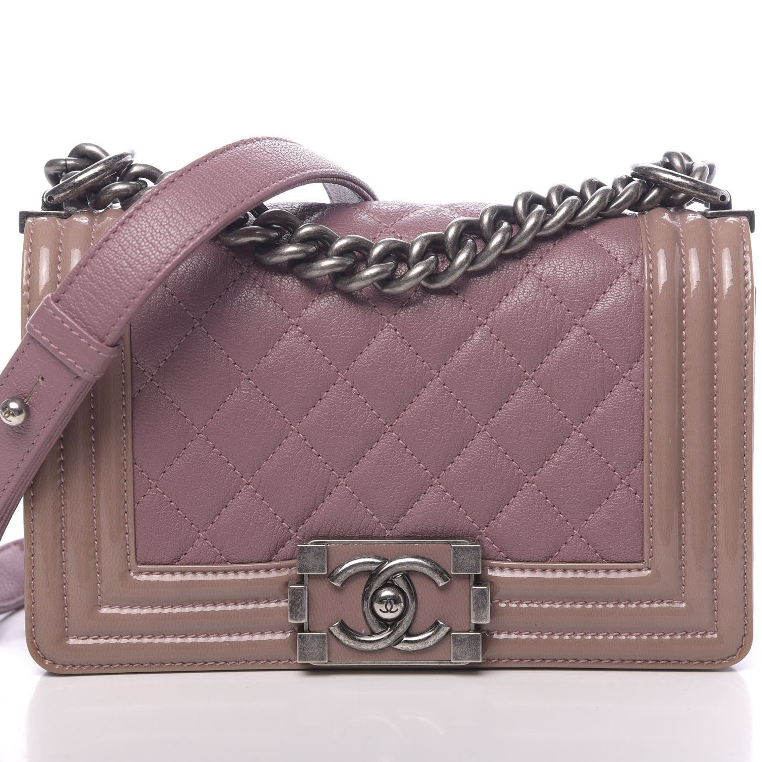 Chanel Goatskin Quilted Patent Small Duo Boy Flap Pink 10 of 10