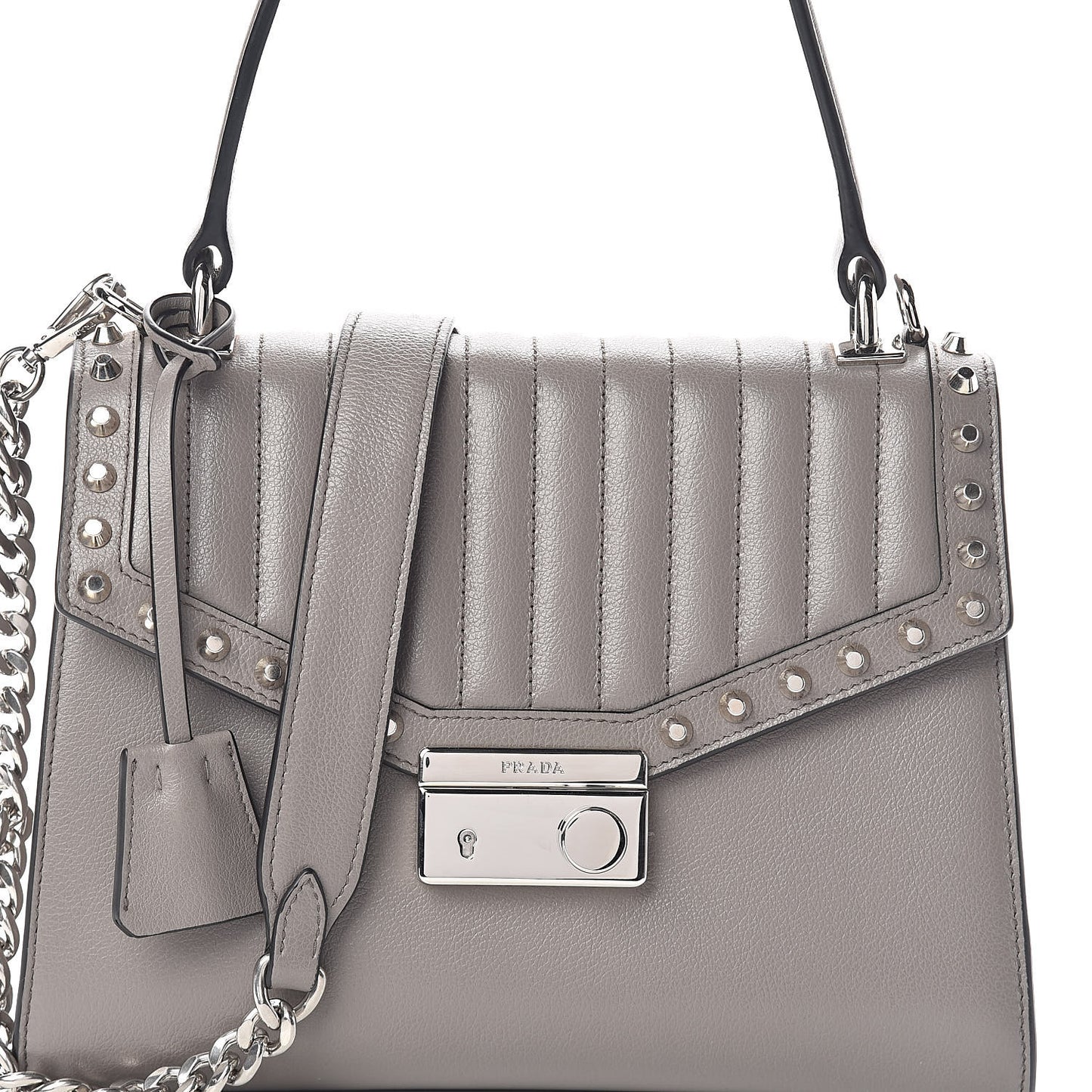 Glace Calfskin Studded Sound Shoulder Bag Argilla
