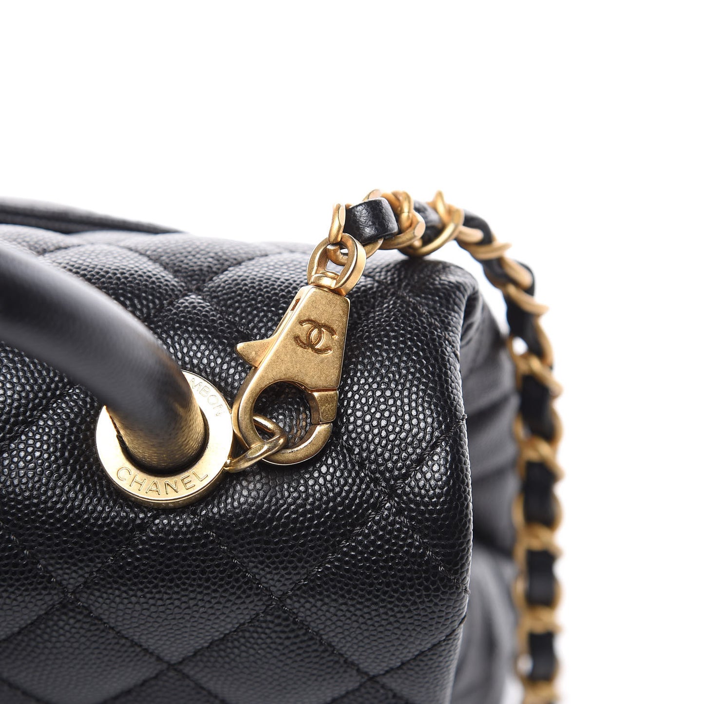 Caviar Quilted Small Coco Handle Flap Black