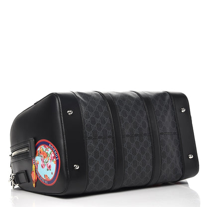 Gucci Soft GG Supreme Monogram Appia Calfskin Web Night Courrier Medium Carry On Duffle Black Grey 5 of 13
