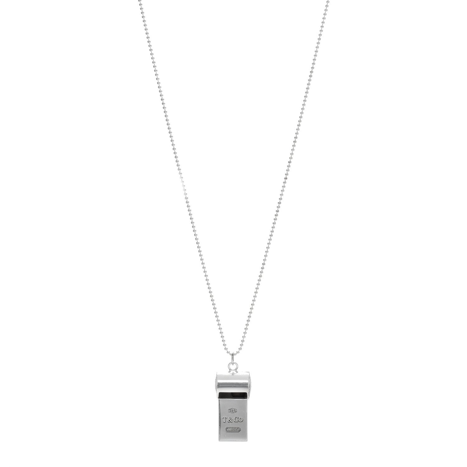 Tiffany Sterling Silver 1837 Whistle Pendant Necklace 1 of 4