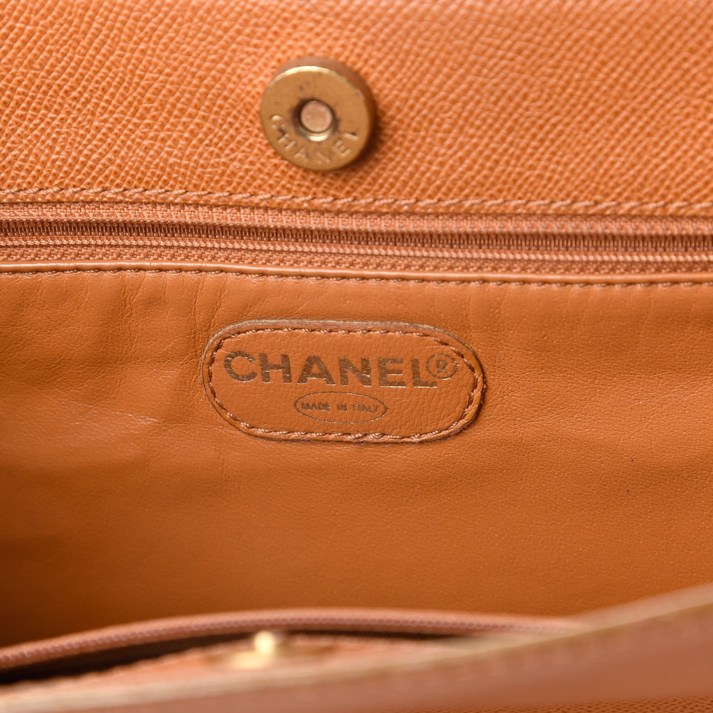 Caviar Logo Shoulder Bag Light Brown