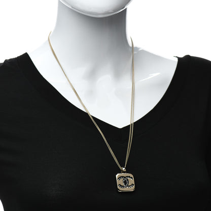 Chanel Crystal CC Square Pendant Necklace Gold 2 of 4