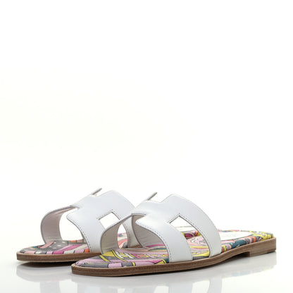 Hermes Faubourg Rainbow Oran Sandals 36 White Multicolore 3 of 7