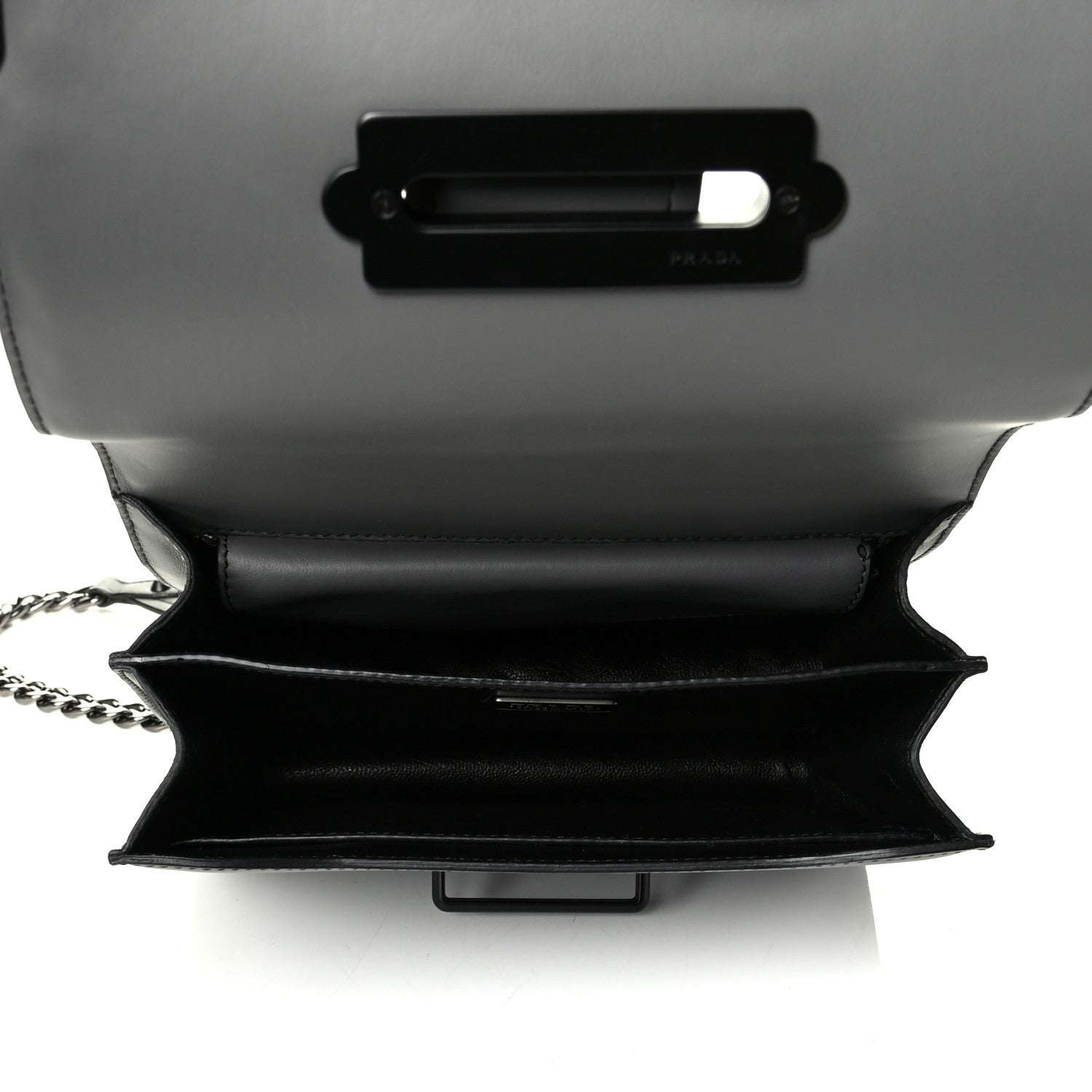 Prada City Calfskin Saffiano Studded Cahier Bag Mercurio 4 of 4