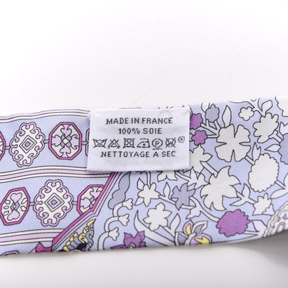 Hermes Silk Tapis Persans Twilly Rose Gris Bleuete Jaune Soufre 2 of 3