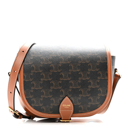 Celine Triomphe Canvas Medium Folco Bag Tan 1 of 11